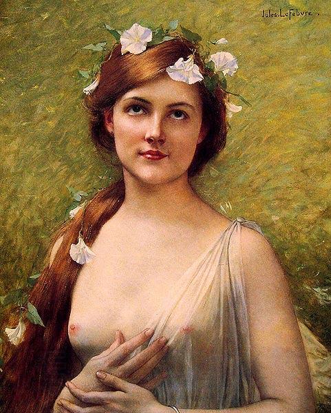 Jules Joseph Lefebvre Young Woman with Morning Glories in Her Hair